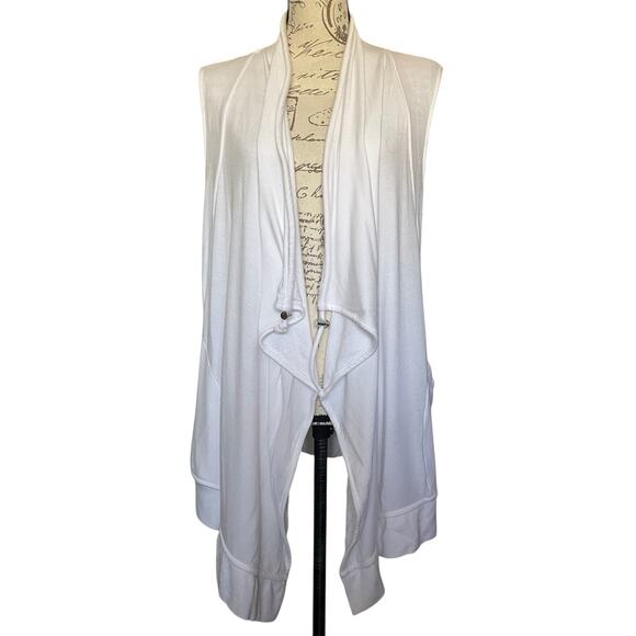 Athleta Mindset Vest Draped Open Front Size M Tall White Beach Travel - Picture 1 of 6